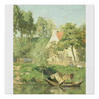 Vintage Countryside River View Faux Canvas Print