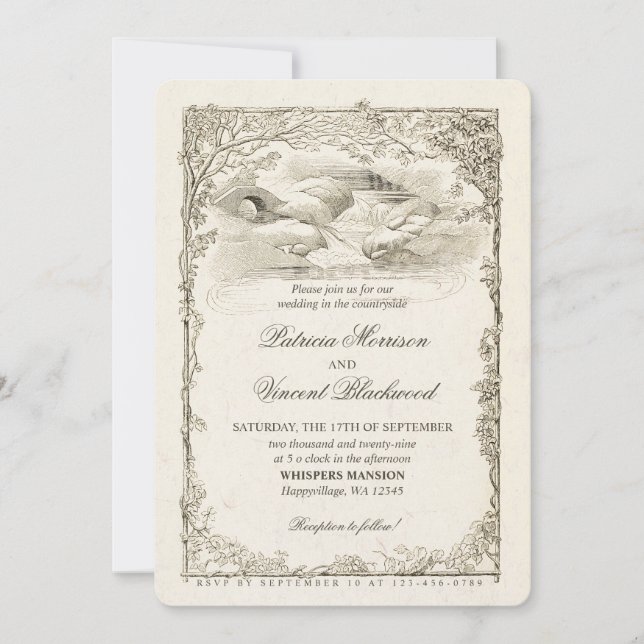 Vintage Countryside Scenery Custom Made Invitation (Front)