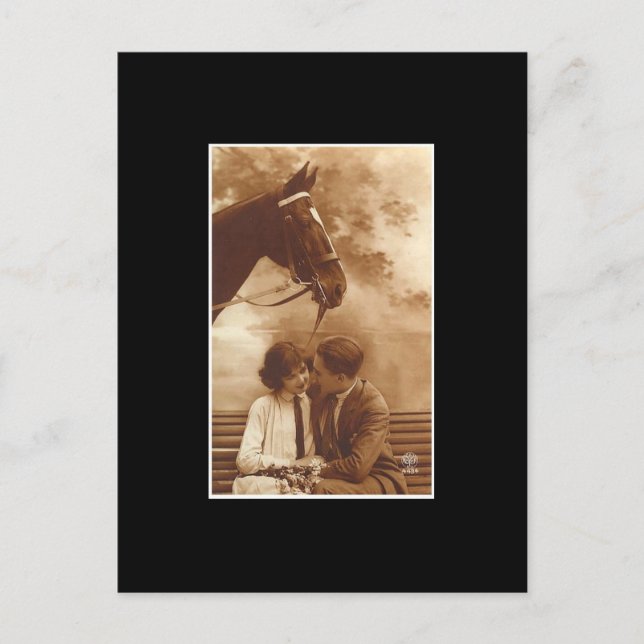 Vintage Couple and Horse Postcard (Front)