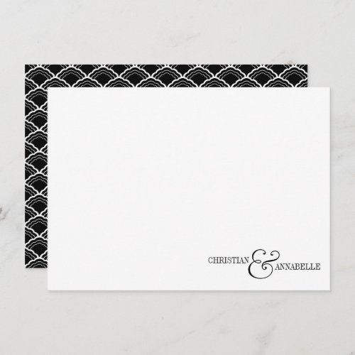 Vintage Couple Black Scallop Wedding Stationery Note Card