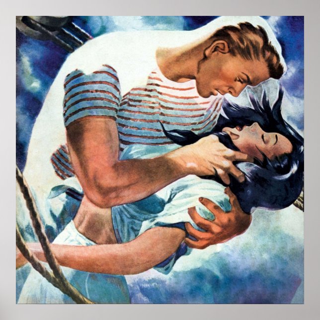 Vintage Couple Comic Retro Pop Art Love Poster (Front)