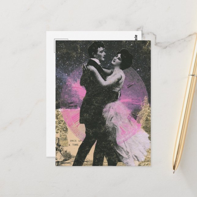 Vintage Couple Dancing Collage Postcard (Front/Back In Situ)