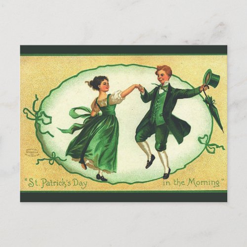 Vintage Couple Dancing on St Patricks Day Postcard