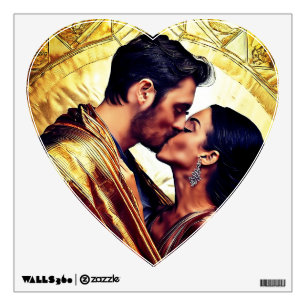 Vintage Couple Kiss in Heart Shape 💕 Eternal Love Wall Decal