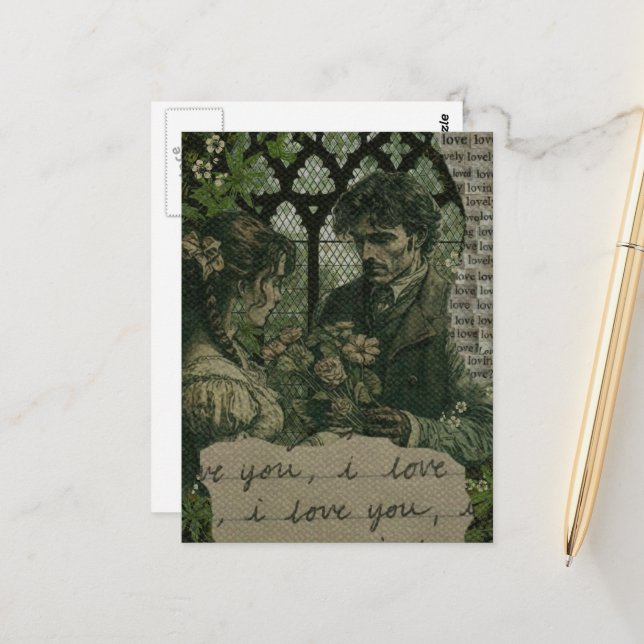 Vintage Couple Love Collage Postcard (Front/Back In Situ)