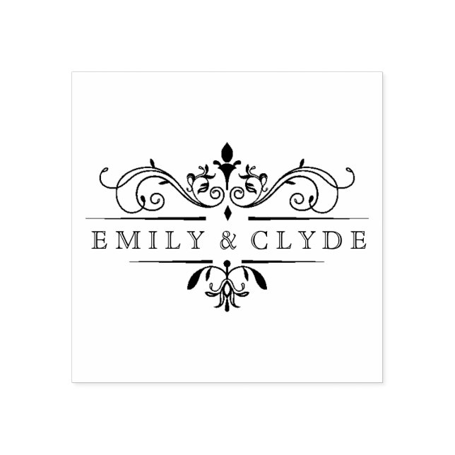 Vintage Couple Monogram Rubber Stamp (Imprint)