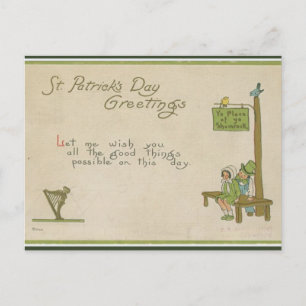 Vintage Couple on Bench St Patricks Day Greetings Postcard