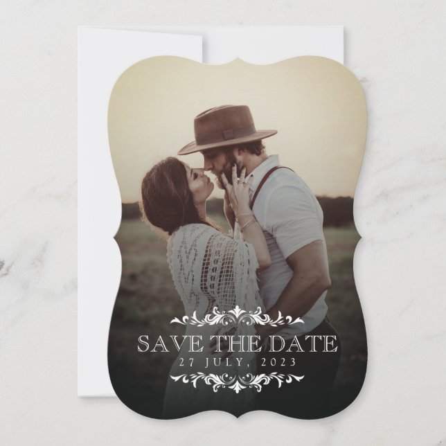 Vintage Couple Photo Save The Date Wedding Invitation (Front)