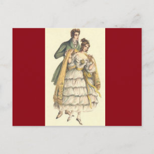 Vintage Couple Red Victorian Christmas Postcard