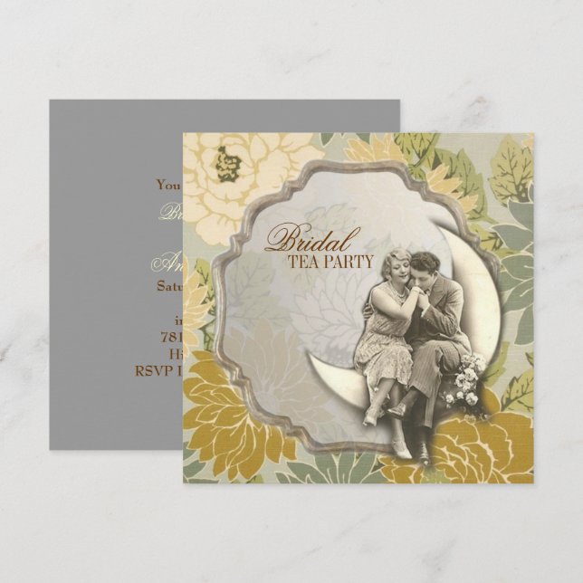 vintage couple Retro great gatsby wedding shower Invitation (Front/Back)