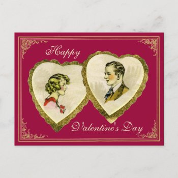 Vintage Couple Valentine's Wedding Anniversary Pc Holiday Postcard by lkranieri at Zazzle