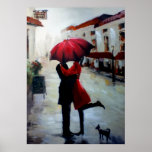 Vintage Couple With Umbrella And Dog Print at Zazzle