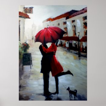 Vintage Couple With Umbrella And Dog Print by Romanelli at Zazzle
