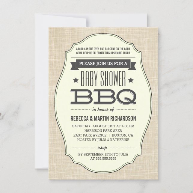 Vintage Couples BBQ Baby Shower Invitations (Front)
