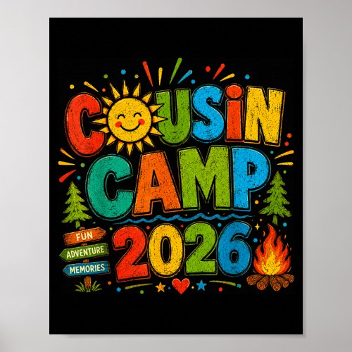 Vintage cousin camp 2026 matching family vacation poster
