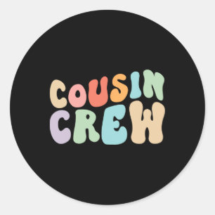 Vintage Cousin Crew Groovy Retro Design Family Mat Classic Round Sticker
