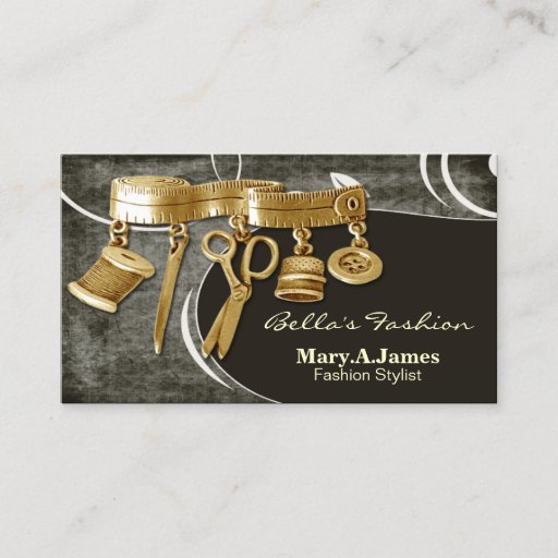 Customizable vintage couture dressmaker business cards