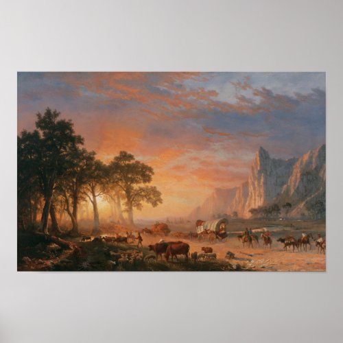 Vintage Coverage Wagons on Oregon Trail Poster