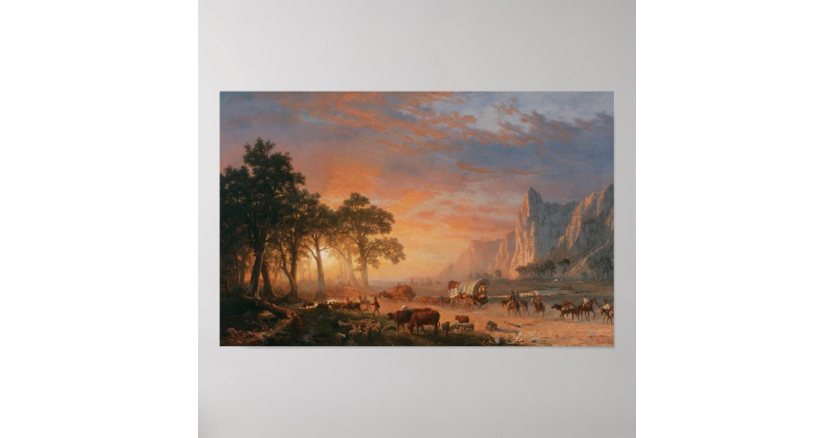 Vintage Coverage Wagons on Oregon Trail Poster Zazzle
