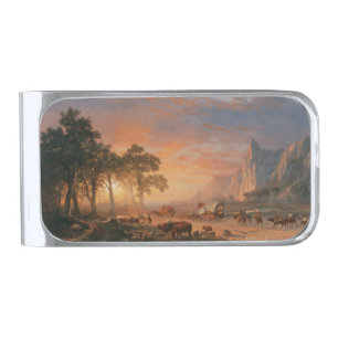Vintage Coverage Wagons on Oregon Trail Silver Finish Money Clip