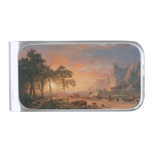 Vintage Coverage Wagons on Oregon Trail Silver Finish Money Clip