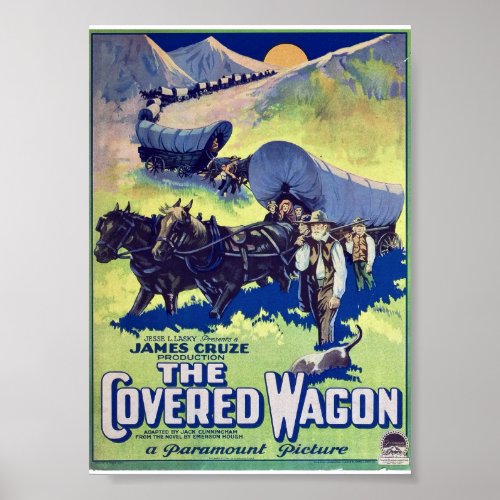 Vintage Covered Wagon Cinema Poster