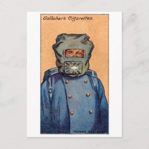 Vintage Covid PPE Gas Mask Postcard