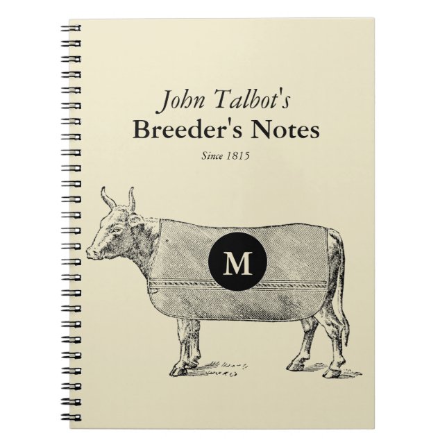 Vintage Cow Blanket Monogram Breeders Notebook (Front)