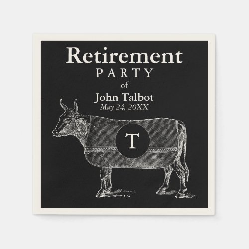 VINTAGE Cow Blanket Retirement B P Napkin Monogram