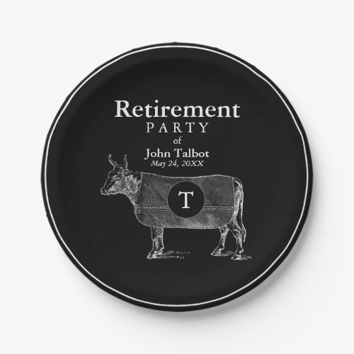 VINTAGE Cow Blanket Retirement B P Plate Monogram