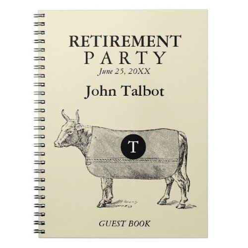 VINTAGE Cow Blanket Retirement Guest Book Monogram