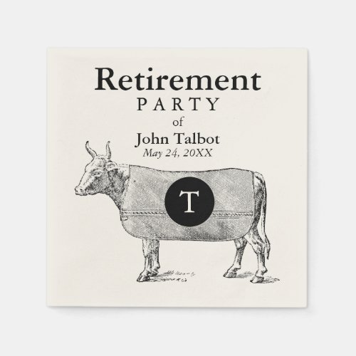 VINTAGE Cow Blanket Retirement P Napkin Monogram