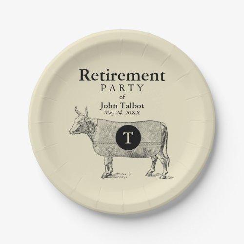 VINTAGE Cow Blanket Retirement P Plate Monogram