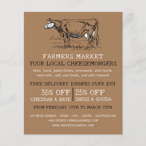 Vintage Cow Cheesemonger Advertising Flyer