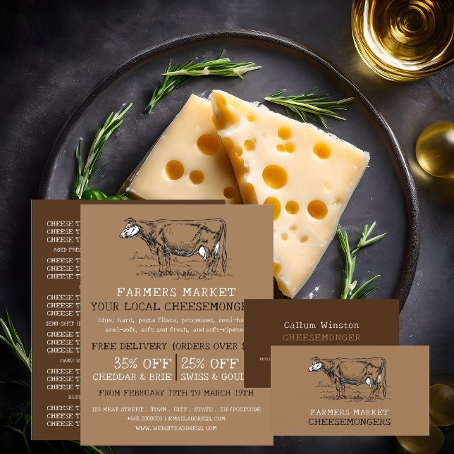 Vintage Cow, Cheesemonger Advertising Flyer (Creator Uploaded)
