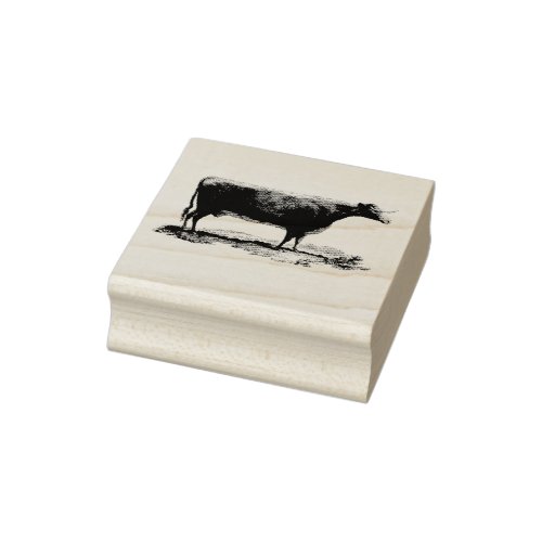 Vintage cow etching rubber stamp