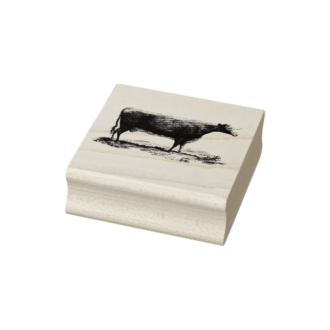 Vintage cow etching rubber stamp (Stamp)