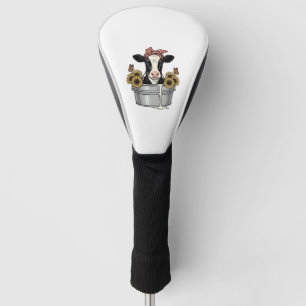 Vintage Cow in Tub Sunflower Butterfly Vector Desi Golf Head Cover