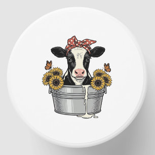 Vintage Cow in Tub Sunflower Butterfly Vector Desi Mini Candle Favors