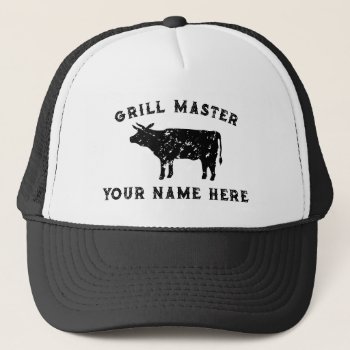 Vintage Cow Logo Grill Master Hat For Bbq King by cookinggifts at Zazzle