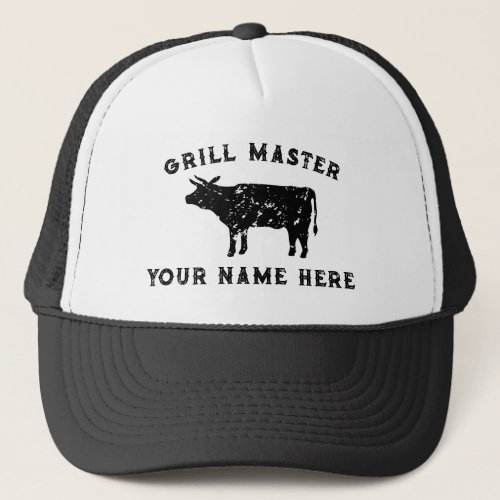 Vintage cow logo grill master hat for BBQ king
