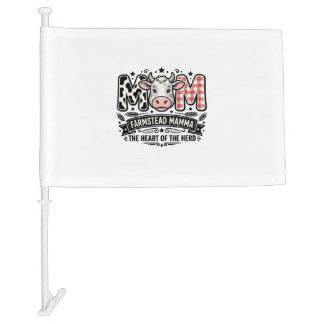 Vintage Cow Mom Farm Animal Mothers Day Car Flag