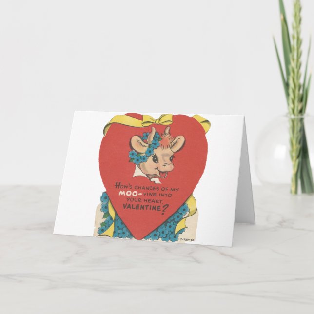 Vintage "Cow Moo" Valentine Holiday Card (Front)
