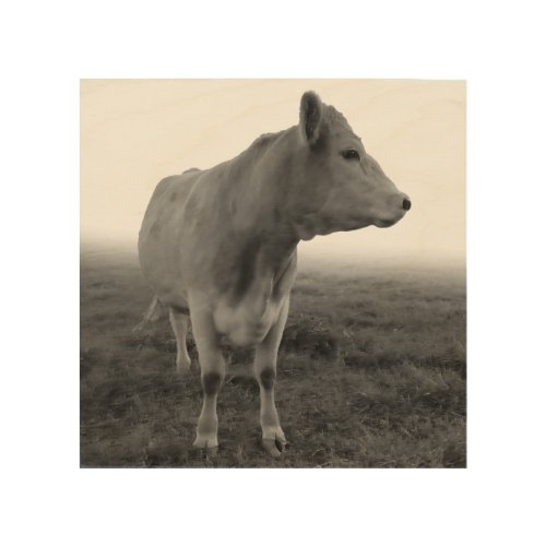 Vintage Cow on Country Farm Wood Wall Art