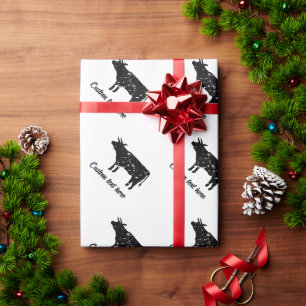 Vintage cow silhouette Christmas wrapping paper