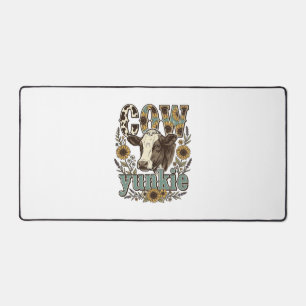 Vintage Cow Yunkie Sunflower Farmhouse Design_1 Desk Mat