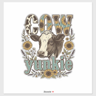 Vintage Cow Yunkie Sunflower Farmhouse Design_1 Sticker