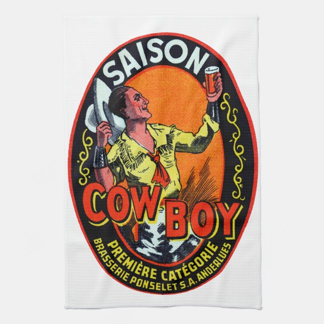 Vintage Cowboy Ale Towel (Vertical)