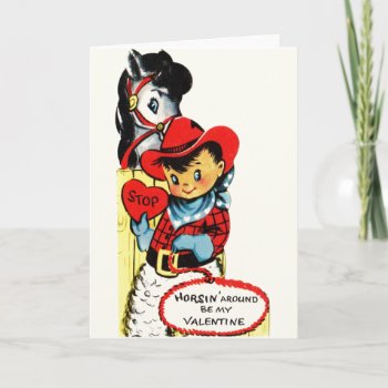 Vintage Cowboy And Horse Valentine's Day Card by RetroMagicShop at Zazzle