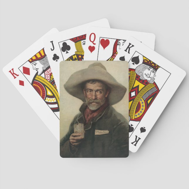 Vintage Cowboy Beer Ad Litho Playing Cards (Back)